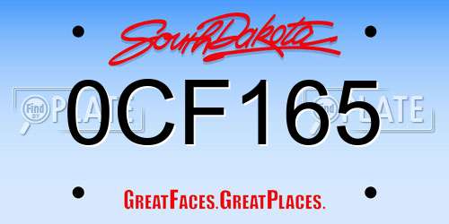 0CF165 South Dakota License Plate
