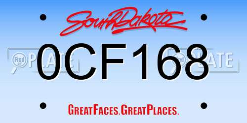 0CF168 South Dakota License Plate
