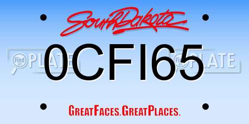 0CFI65 South Dakota License Plate