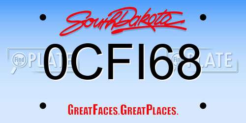 0CFI68 South Dakota License Plate