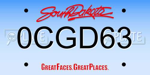 0CGD63 South Dakota License Plate