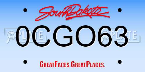 0CGO63 South Dakota License Plate