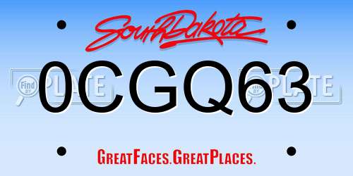 0CGQ63 South Dakota License Plate