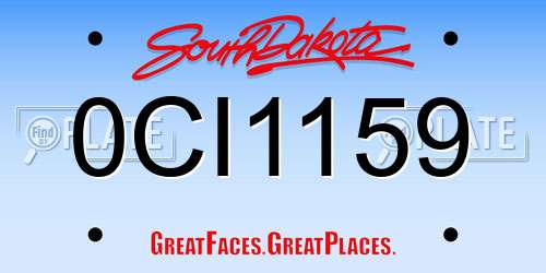 0CI1159 South Dakota License Plate