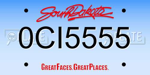 0CI5555 South Dakota License Plate
