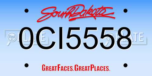 0CI5558 South Dakota License Plate