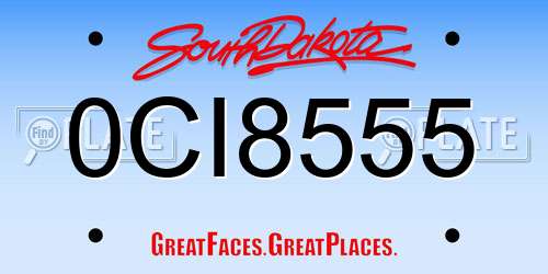0CI8555 South Dakota License Plate