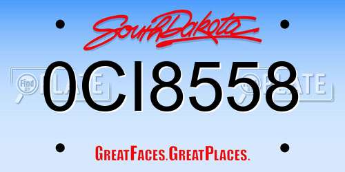 0CI8558 South Dakota License Plate