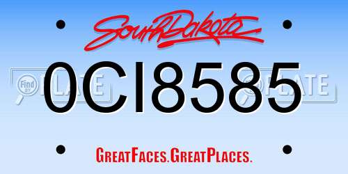 0CI8585 South Dakota License Plate
