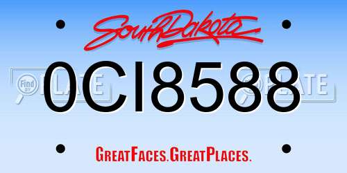 0CI8588 South Dakota License Plate