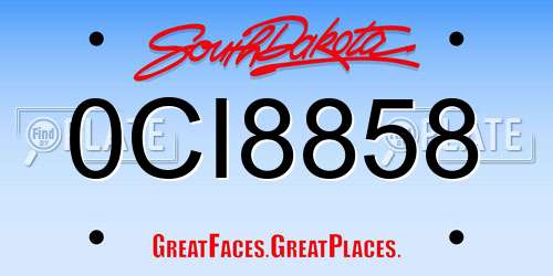 0CI8858 South Dakota License Plate