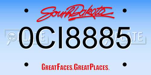 0CI8885 South Dakota License Plate