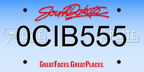 0CIB555 South Dakota License Plate