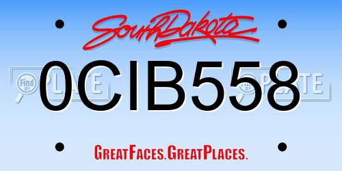 0CIB558 South Dakota License Plate