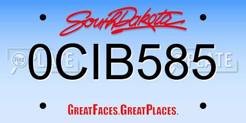 0CIB585 South Dakota License Plate
