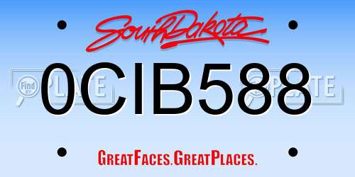 0CIB588 South Dakota License Plate