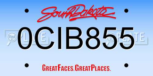 0CIB855 South Dakota License Plate
