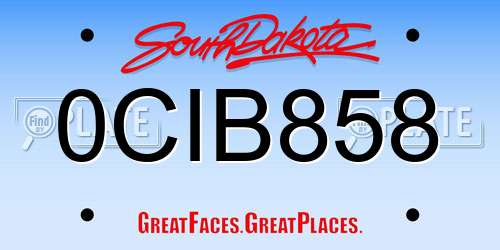 0CIB858 South Dakota License Plate