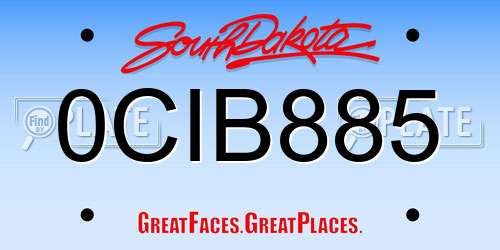 0CIB885 South Dakota License Plate
