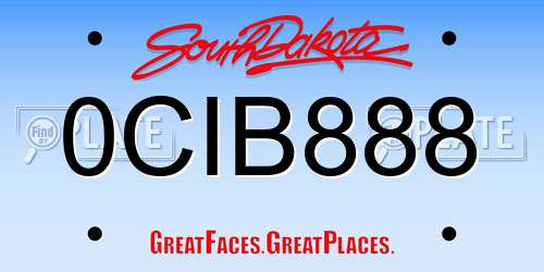 0CIB888 South Dakota License Plate