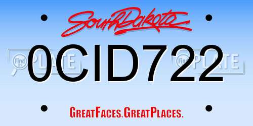 0CID722 South Dakota License Plate