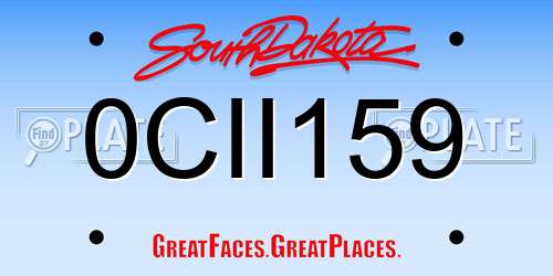 0CII159 South Dakota License Plate