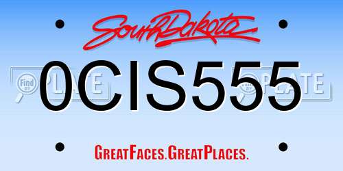 0CIS555 South Dakota License Plate