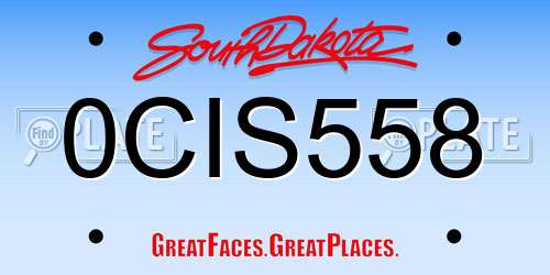 0CIS558 South Dakota License Plate