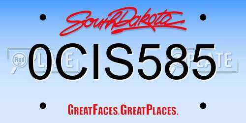 0CIS585 South Dakota License Plate