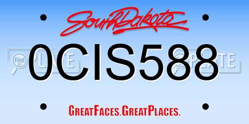 0CIS588 South Dakota License Plate