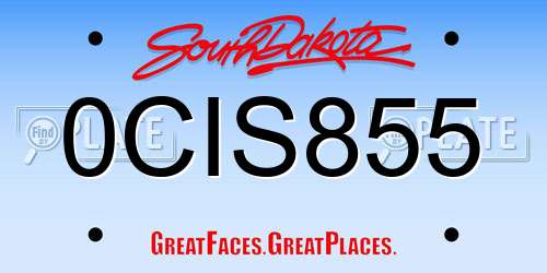 0CIS855 South Dakota License Plate