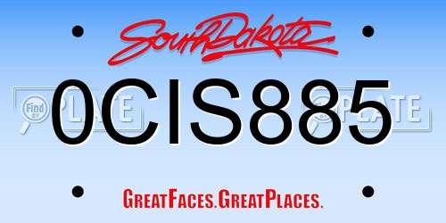 0CIS885 South Dakota License Plate