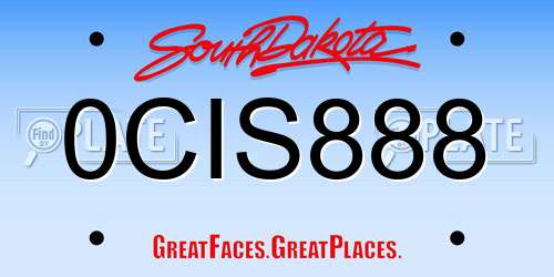 0CIS888 South Dakota License Plate