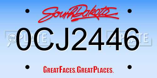 0CJ2446 South Dakota License Plate