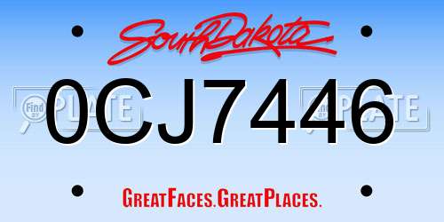 0CJ7446 South Dakota License Plate
