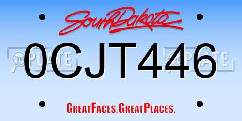 0CJT446 South Dakota License Plate