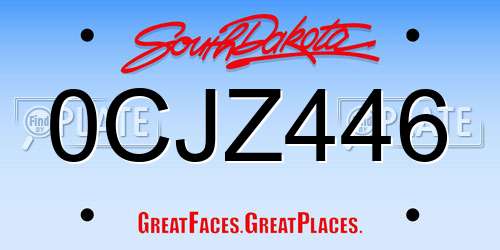 0CJZ446 South Dakota License Plate