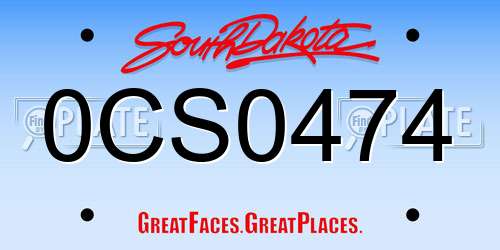0CS0474 South Dakota License Plate