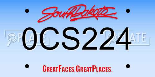 0CS224 South Dakota License Plate