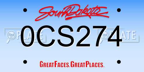 0CS274 South Dakota License Plate
