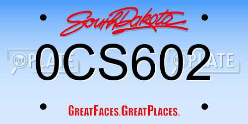 0CS602 South Dakota License Plate