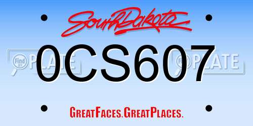 0CS607 South Dakota License Plate