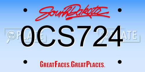 0CS724 South Dakota License Plate