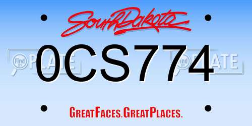 0CS774 South Dakota License Plate