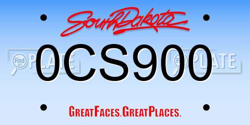 0CS900 South Dakota License Plate