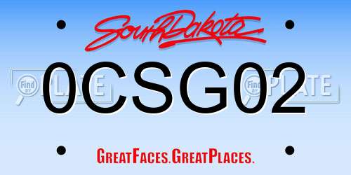 0CSG02 South Dakota License Plate