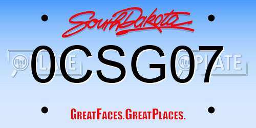 0CSG07 South Dakota License Plate