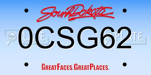 0CSG62 South Dakota License Plate