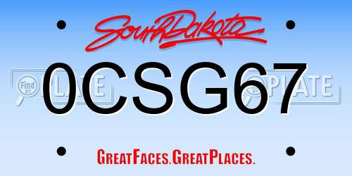 0CSG67 South Dakota License Plate