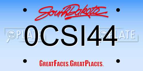 0CSI44 South Dakota License Plate